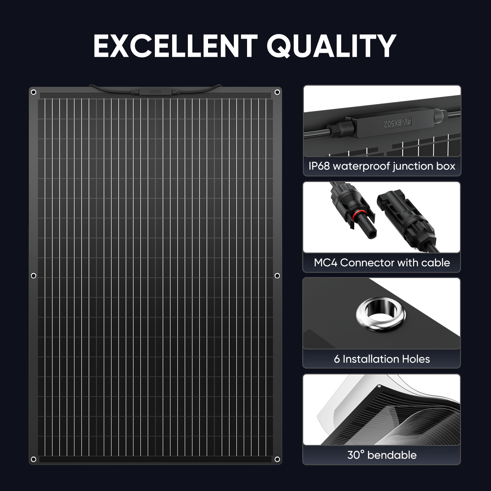 150W 300W 450W 600W Flexible Solar Panel Mono 12V Portable Power Camping Home RV