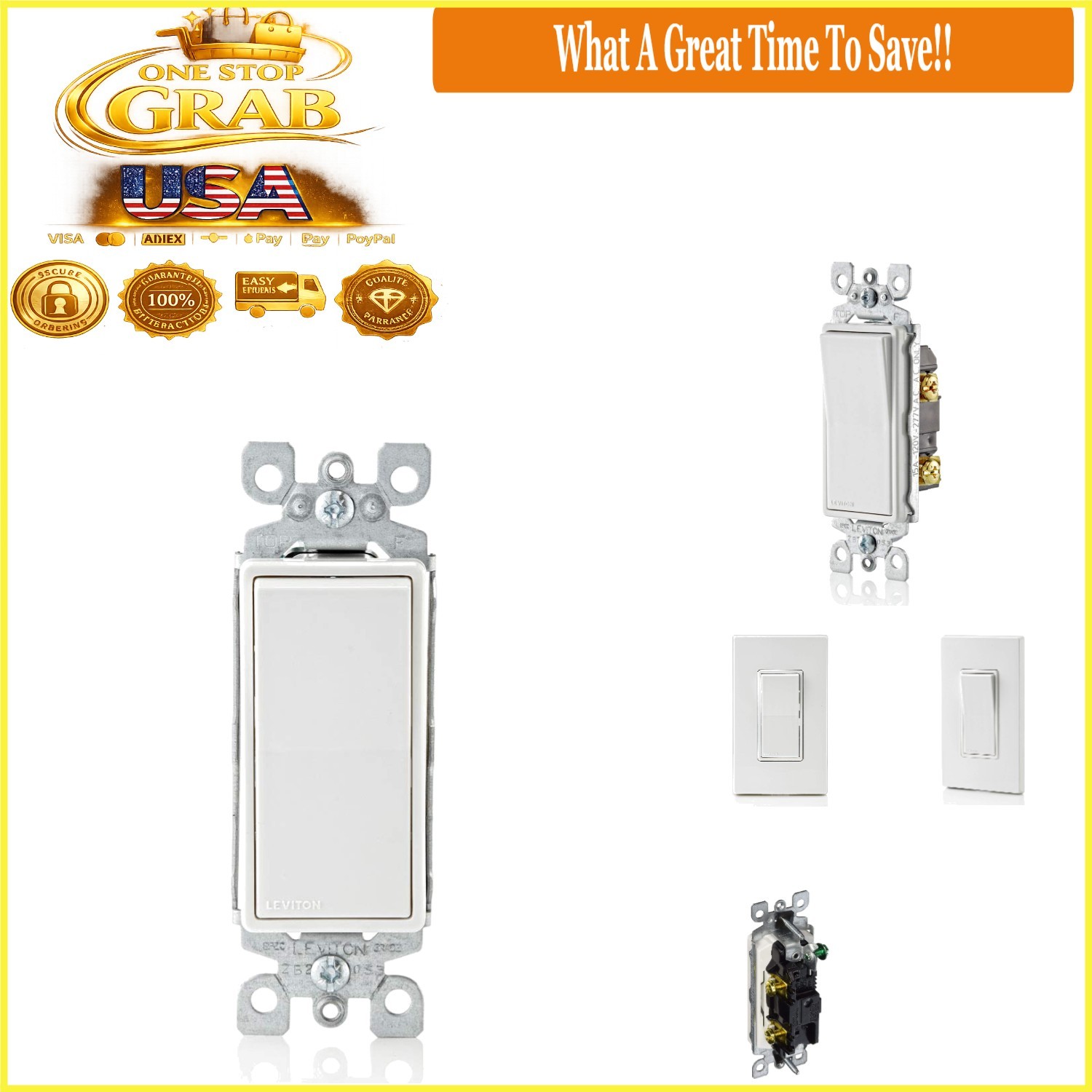 Decora 15A Rocker Light Switch 120/277V Residential Grade White