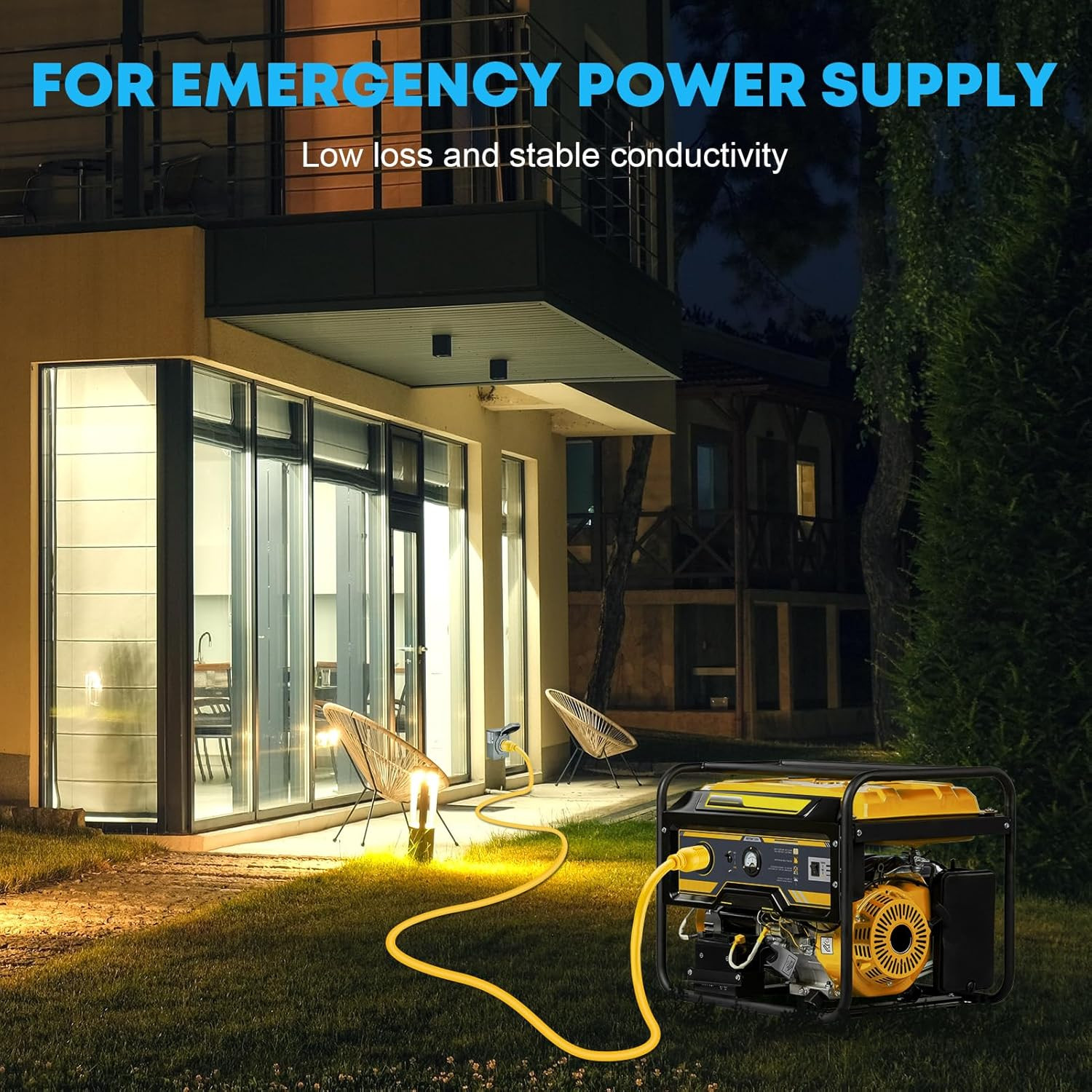 30 Amp Generator Extension Cord 4 Prong 40FT, NEMA L14-30P/L14-30R, 125/250V 750