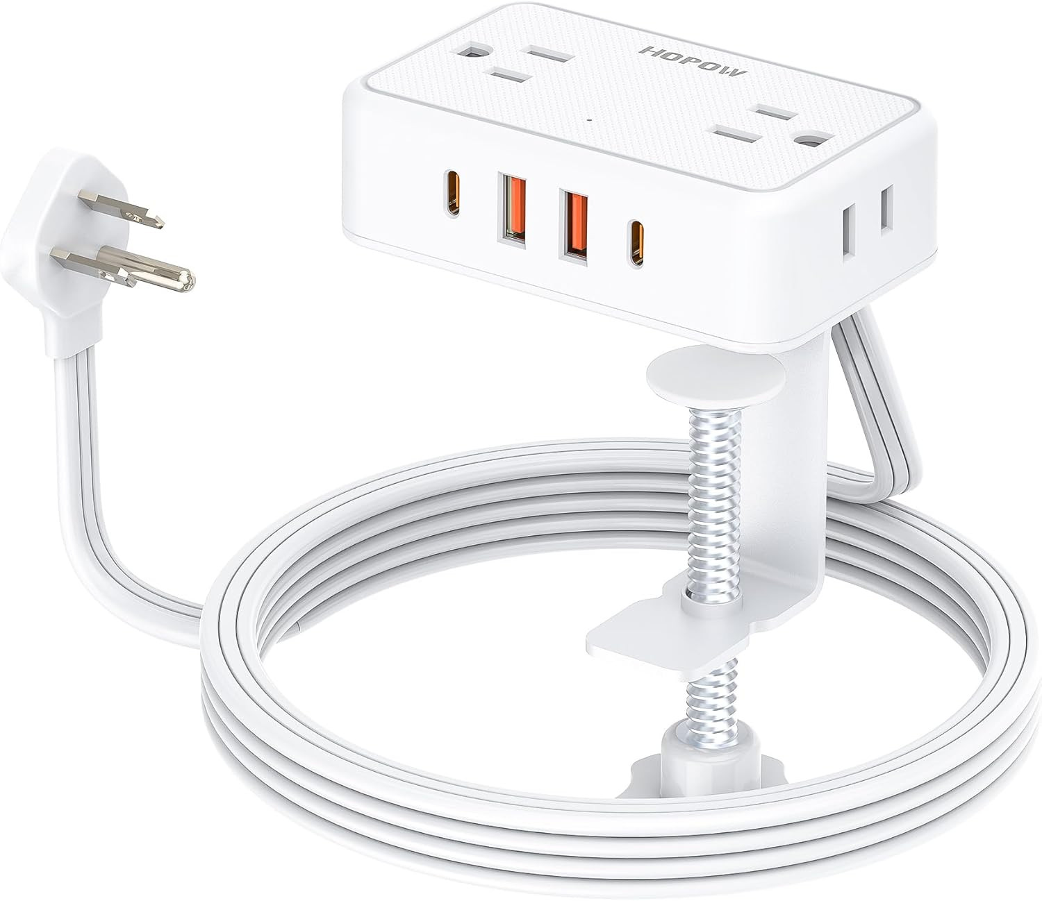 Desk Clamp Power Strip, Desktop Mount Charging Station with 4 Outlets 4 USB