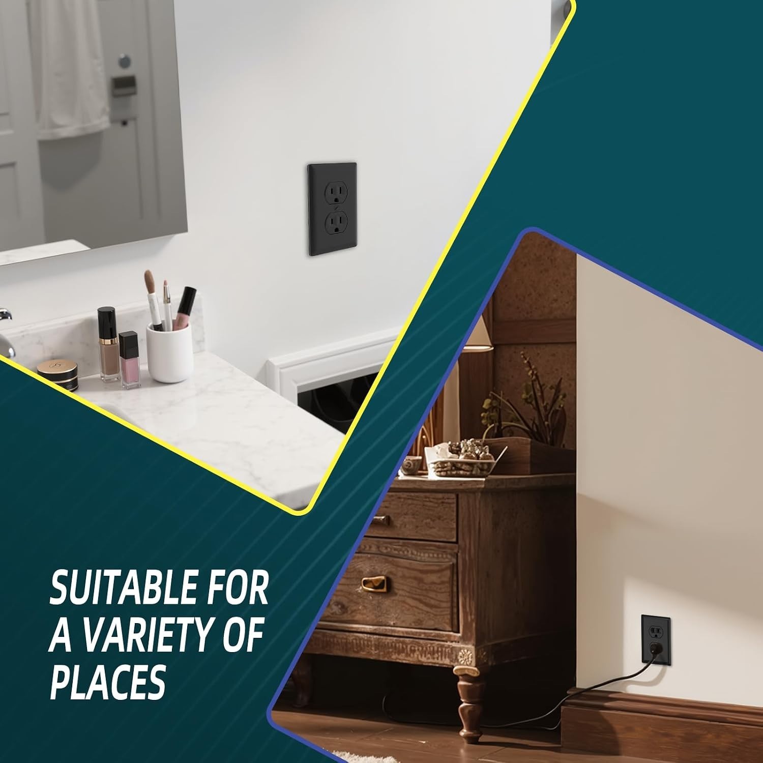 50 Pack Duplex Receptacle Outlets, 15A Standard Electrical Wall Receptacle