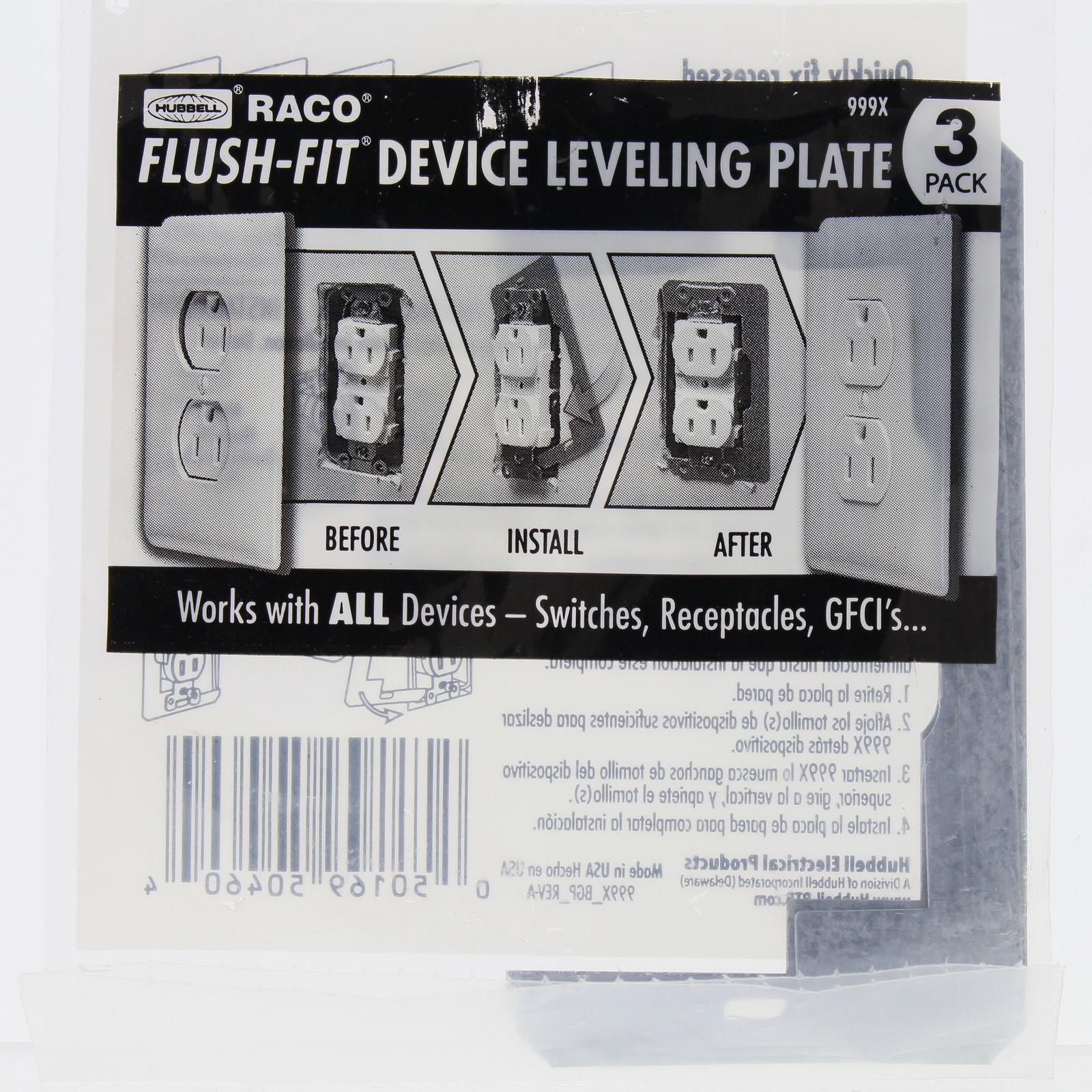 Hubbell #999X 2.25-in W x 4.25-in L Silver Steel Wall Plate Spacers 3-Pack