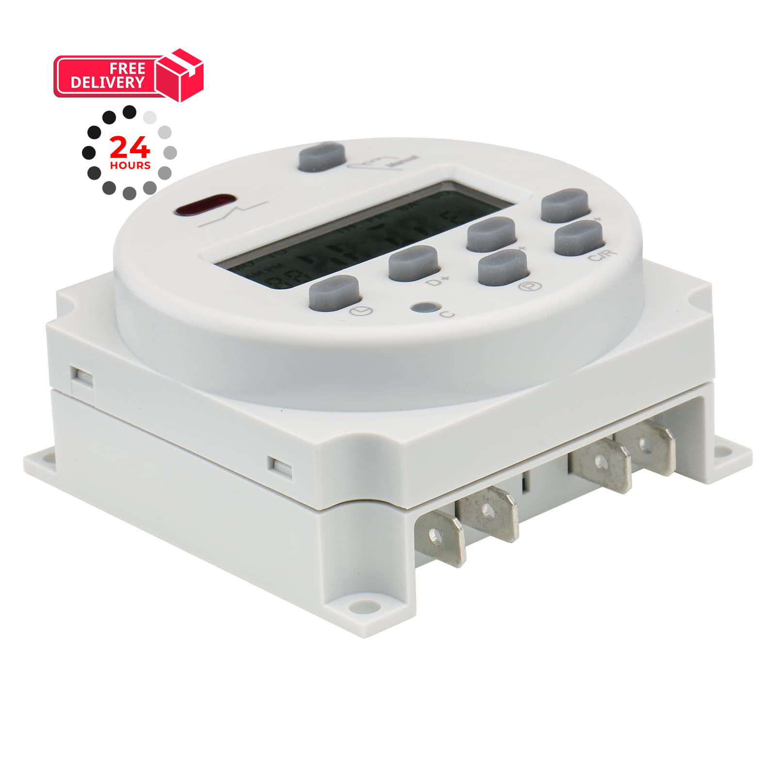 Baomain Time Switch Relay,Digital LCD Programmable Timer,110V AC Timer, White