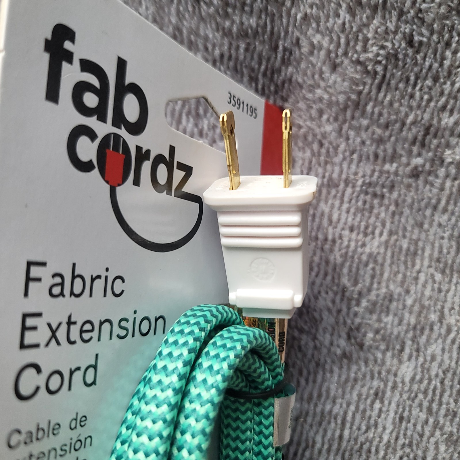Fabcordz 6 Ft. Green Fabric Extension Cord with 3 Outlets 16 Gauge