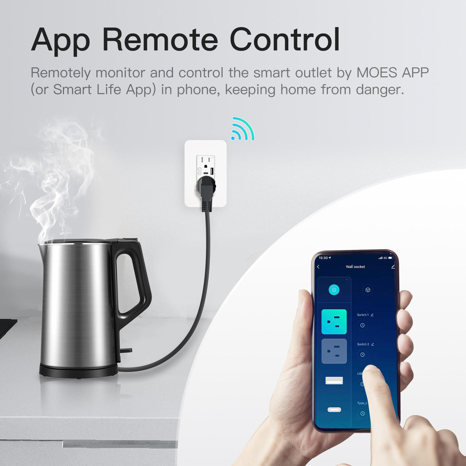 MOES WiFi Smart Wall Outlet Receptacle 15A USB Type C/A Socket Alexa Google APP