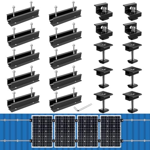 Solar Panel Mounting Brackets, 4.72″ Rails + 1.38″& 1.18″ clamps Black