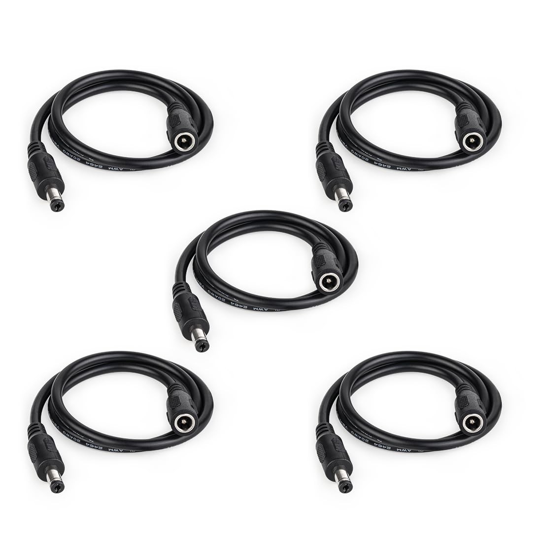 5 pcs/Pack 20AWG 2 Pin DC Female Plug Connector, 1.64ft(0.5m) Extension Cable…