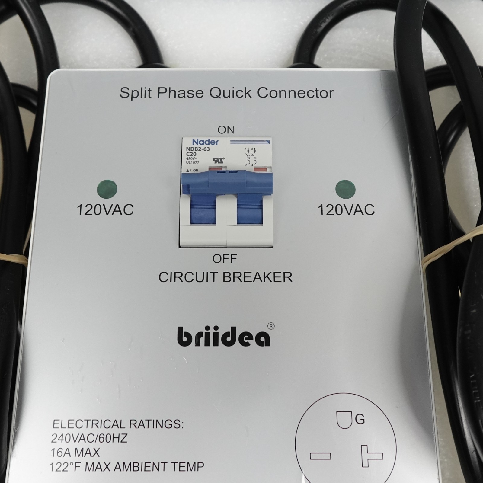 Briidea Split Phase Quick Connector (Turn 2 120v Into 240 Volt), Up to 16 Amps