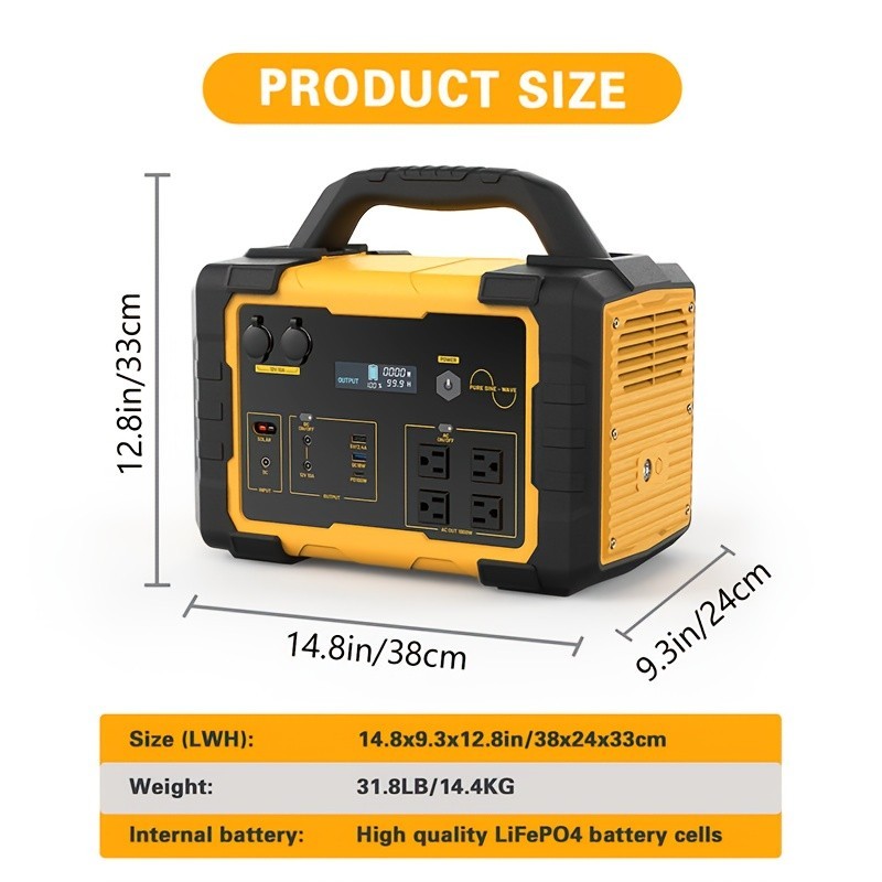 OMNIBAR 1000W LiFePO4 Portable Power Station Pure Sine Wave Solar Generator