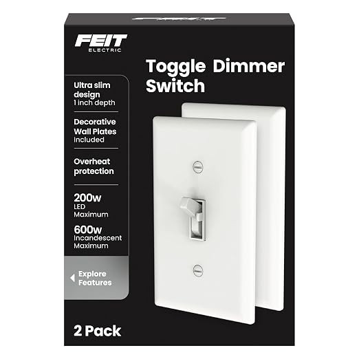 Toggle Dimmer Switch 2 Pack for Dimmable LED Single Pole or 3 Way Wall Plate