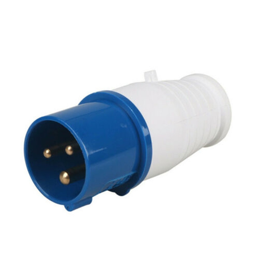 Blue 16A 3 PIN-SOCKET 240V 2P&E Site IP44 Blue Industrial Male Female UK SELLER