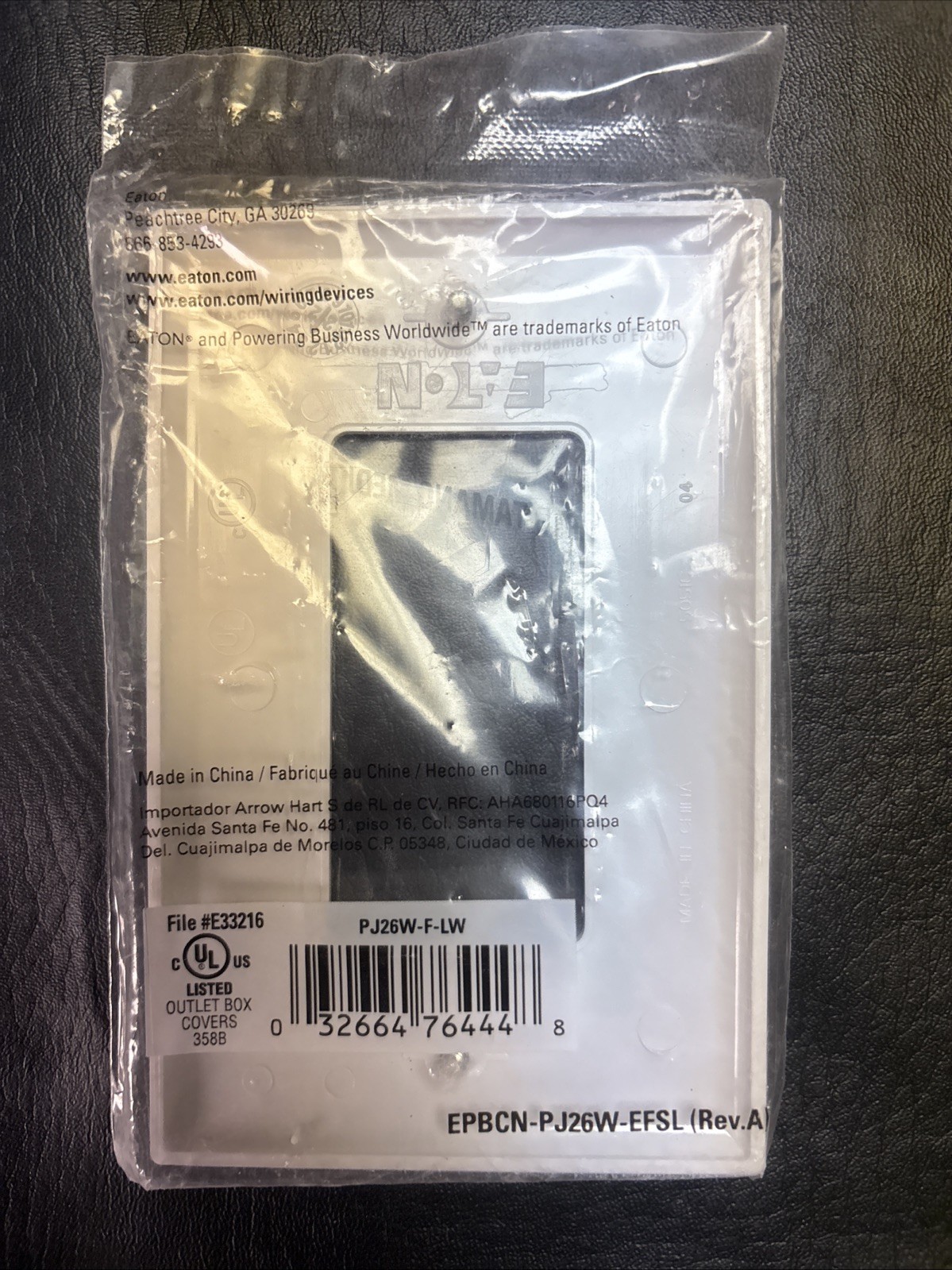 Eaton PJ26W-F-LW Wallplate and Accessories Wallplate White