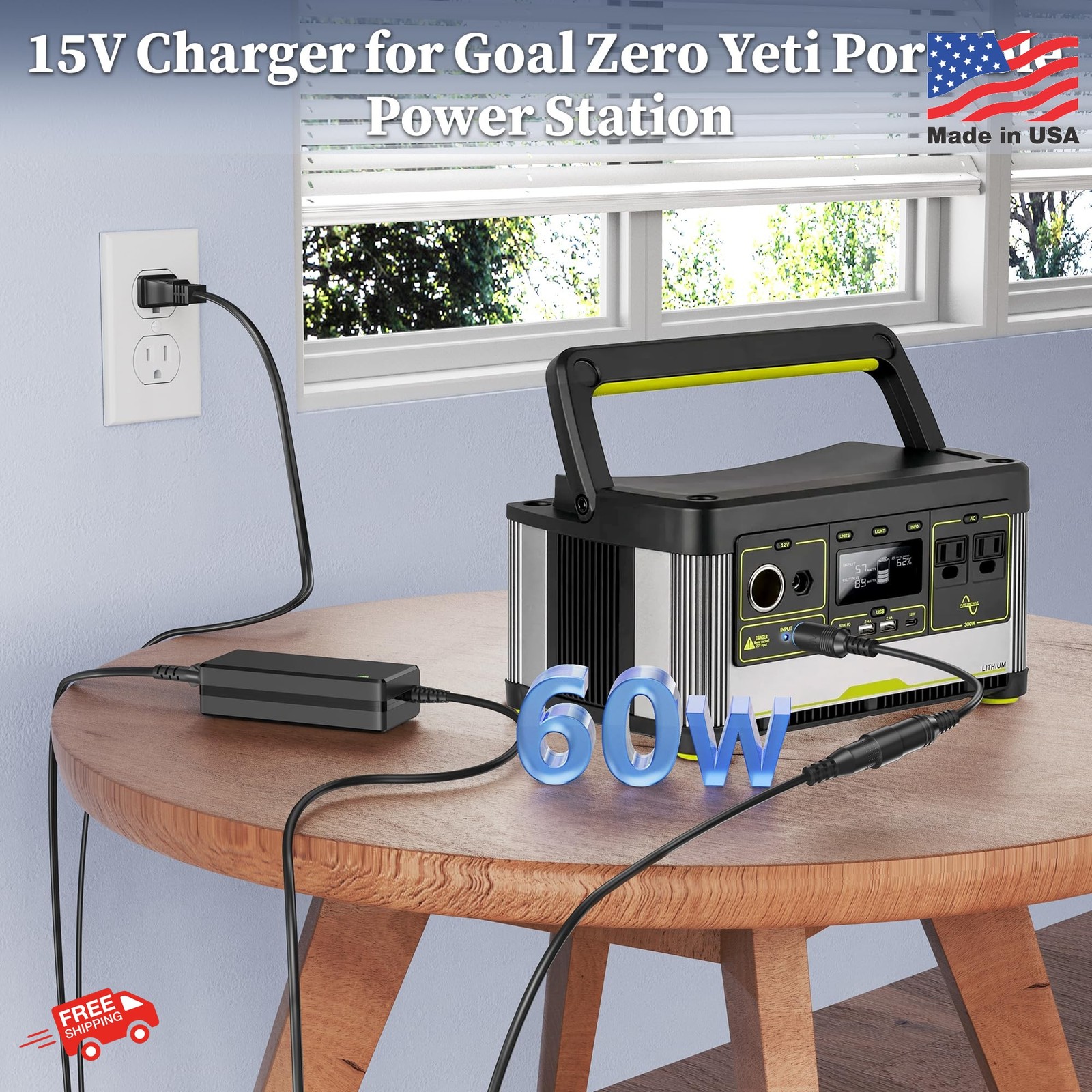 15V Power Cord for Goal Zero Yeti Solar Generator Charger for Goal Zero Yeti 150