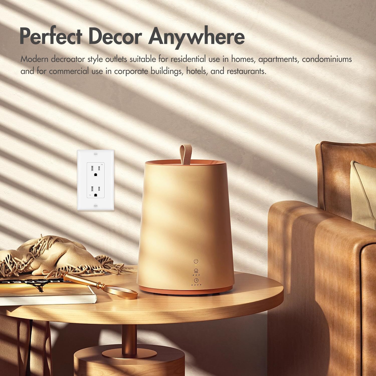 Decorator Receptacle Outlet,Tamper Resistant,15/20A,125 Volt,UL List,with panel
