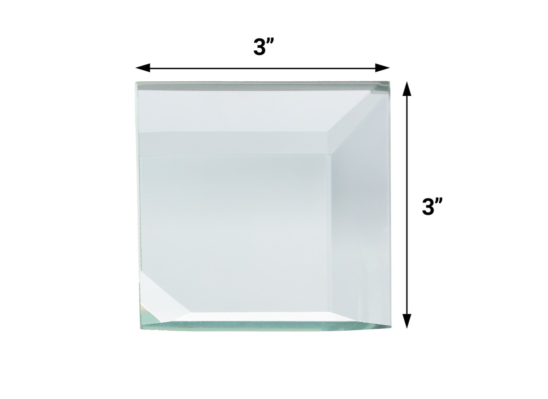 FHC BVM2C3 3″ x 3″ Square 2 Sides Beveled Clear Mirror Glass