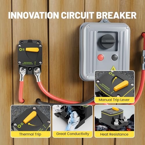 Circuit Breaker Switch Manual Reset DC 12-24V, 5/16″-M8 Stud for Car 200A