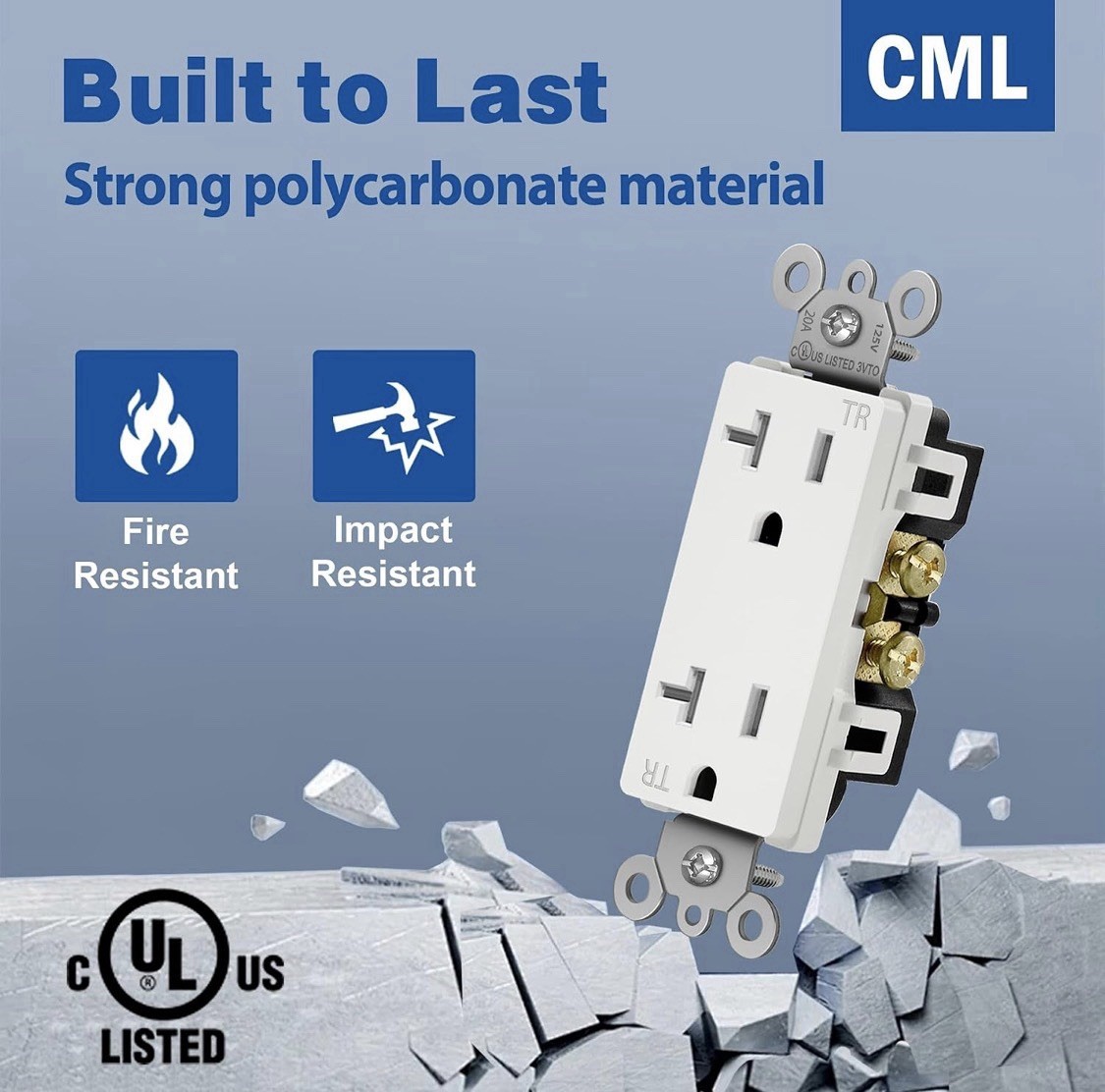 CML 20 Amp Decorator Receptacle Outlet with Tamper Resistant (TR), Standard E…