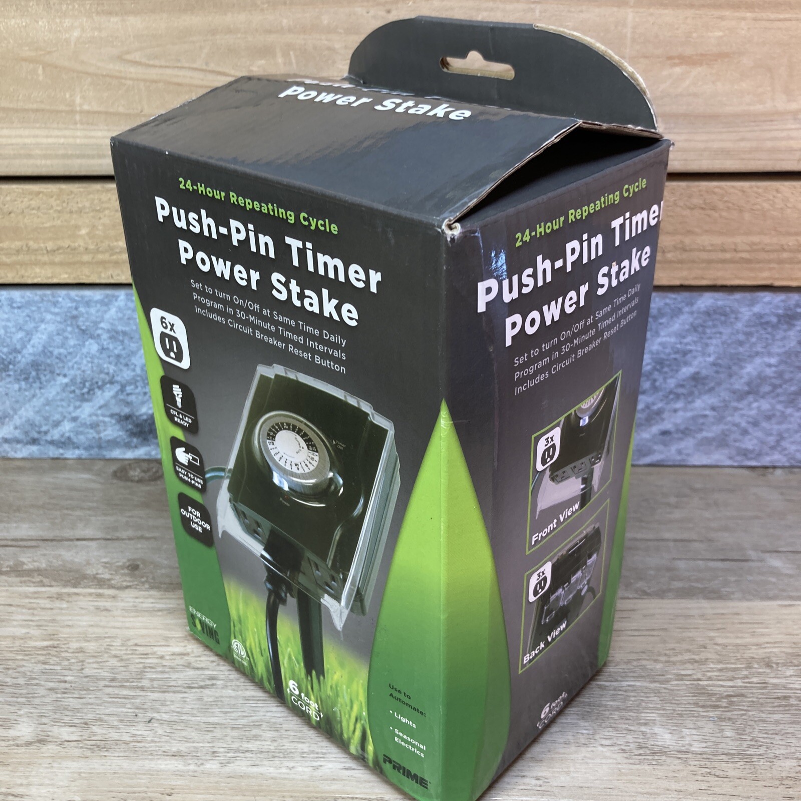 Outdoor Power Stake Timer 7 days Waterproof 6 Grounded Outlets Weatherproof