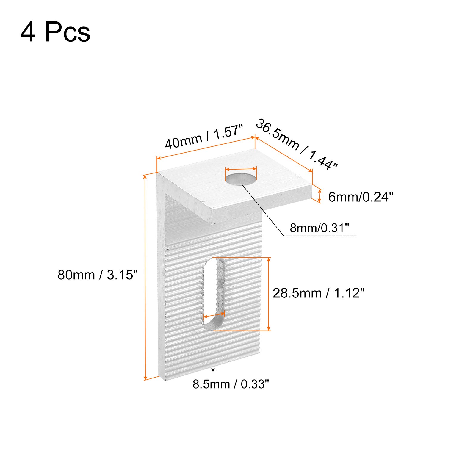4Pcs Solar Panel Mounting Brackets Aluminum Alloy 8mm Diameter