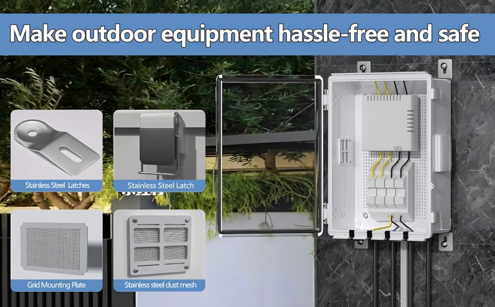 ABS Electrical Junction Box Cable Grommets Indoor/Outdoor Waterproof Enclosure