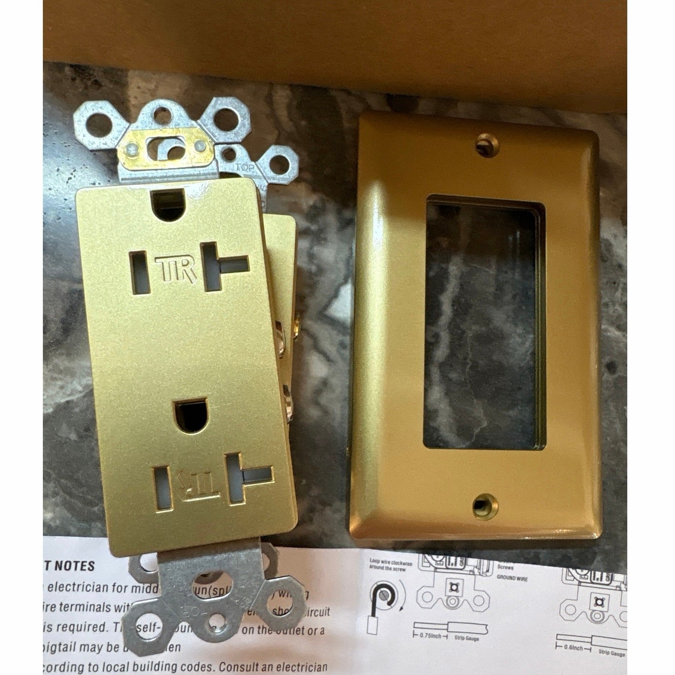 New Set 12 Gold Outlet Replacement 20A Decorator Receptacle Standard Outlet 125V