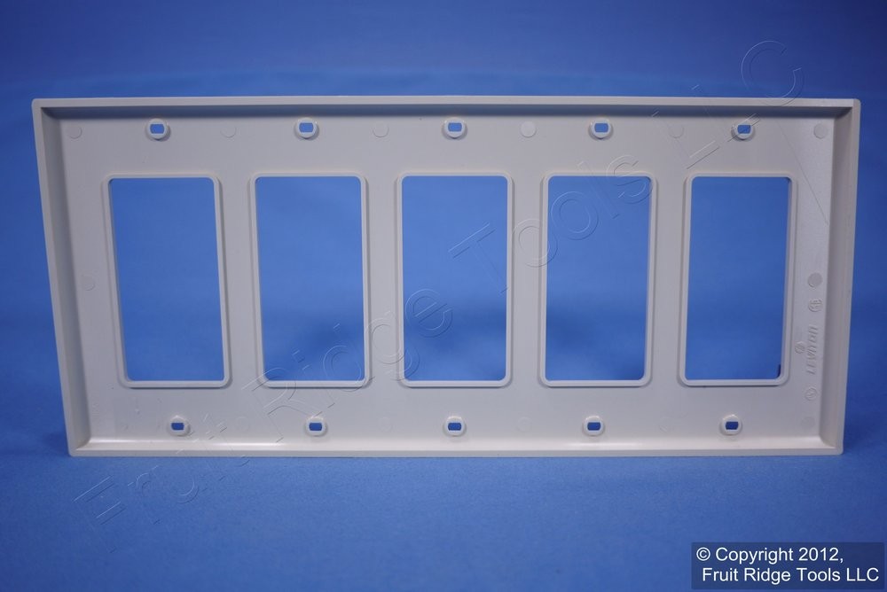Leviton 80423-NT Light Almond 5-Gang Decora Unbreakable Nylon Wallplate Cover