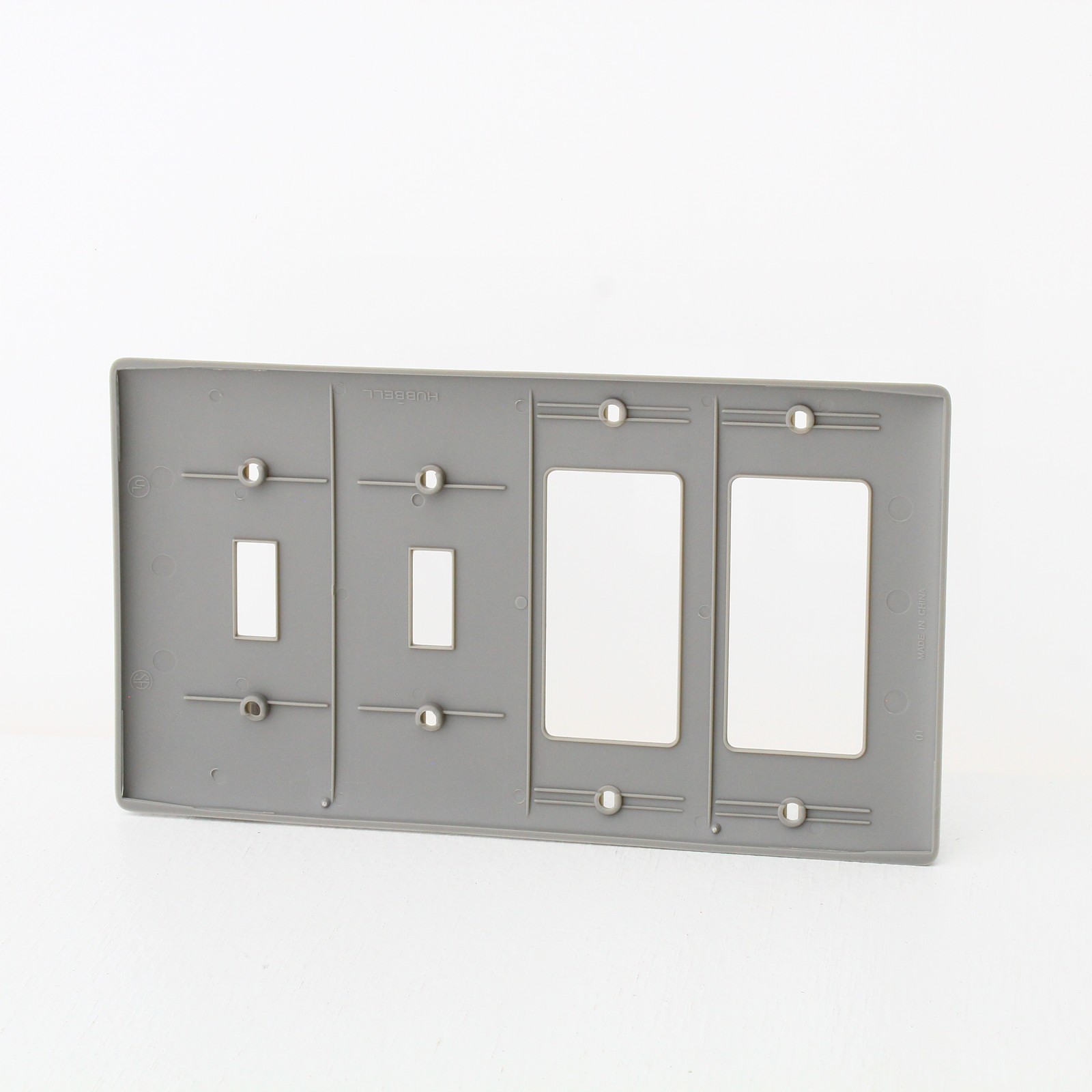Hubbell NP2262GY Gray 4-Gang Toggle Decorator Unbreakable Nylon Wallplate Cover