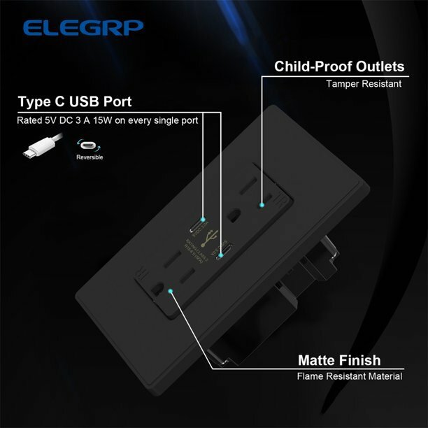 LOT Dual USB Wall Outlet Fast Charger Port With 15A Electrical Receptacles Panel