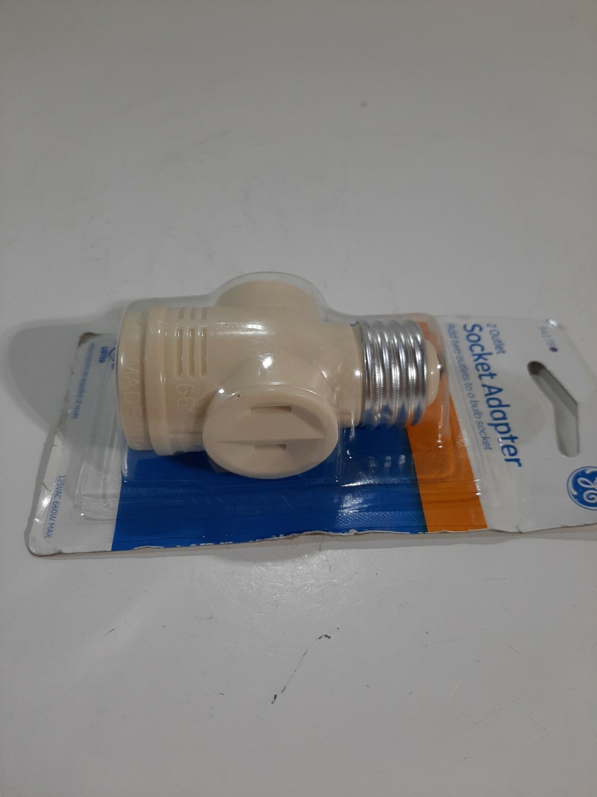New GE 54178 2 Outlet Polarized Bulb Socket Adapter