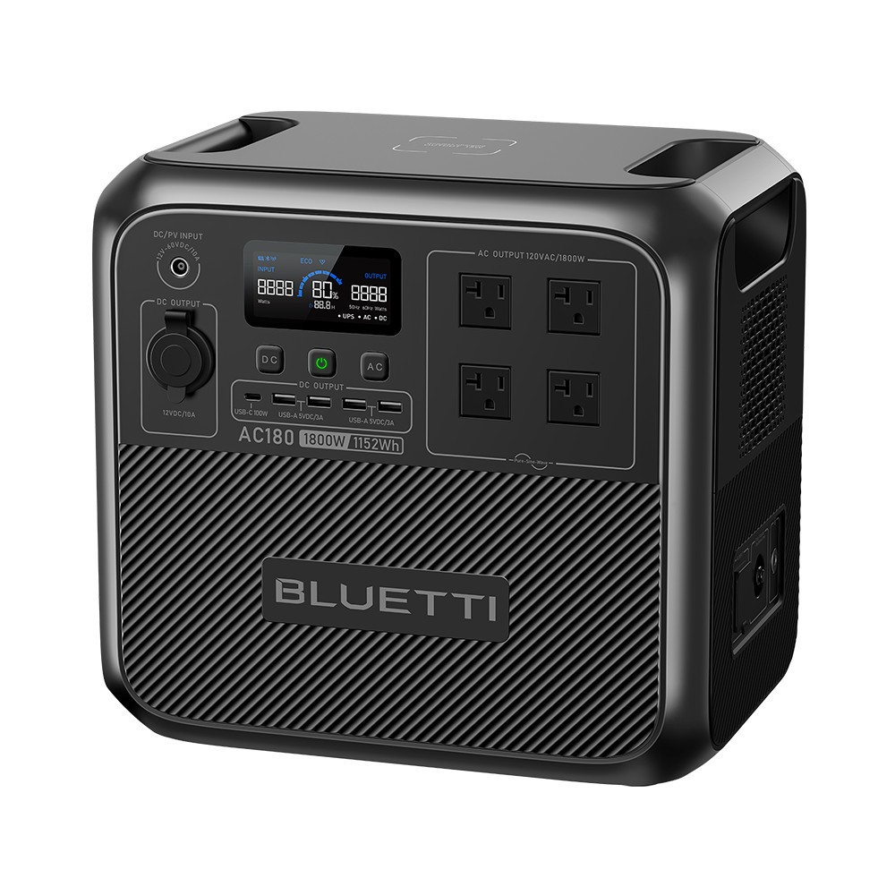 BLUETTI AC180 1800W 1152Wh Power Station Solar Generator for Power Outage Backup