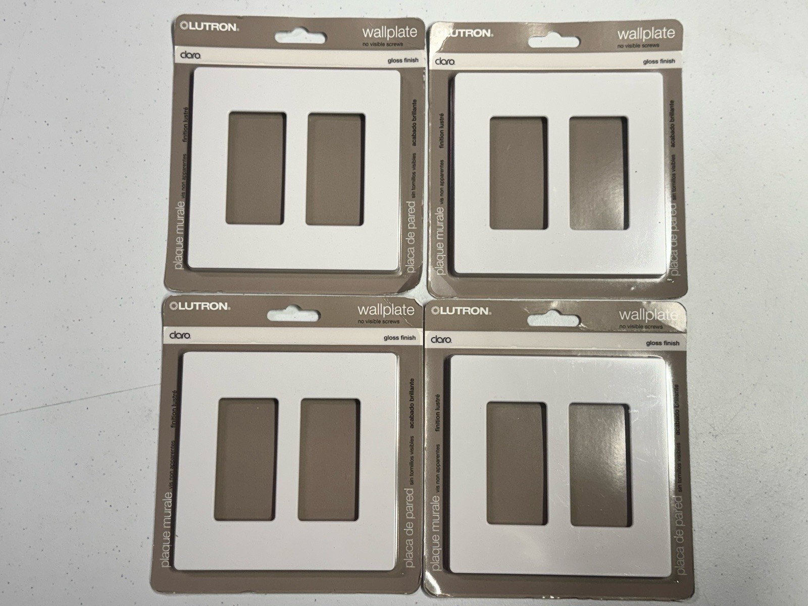 Lutron Claro CW-2-WH 2-Gang White Wall Plate White Gloss Finish (Pack of 4)