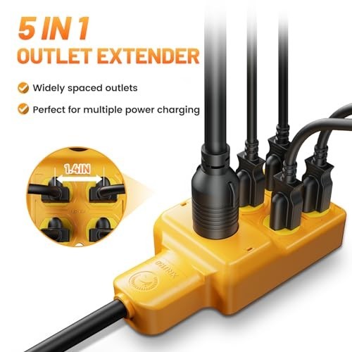 30 Amp Generator Adapter Extension Cord, L14-30P to 4x 15/20R, 7500W, ETL Listed