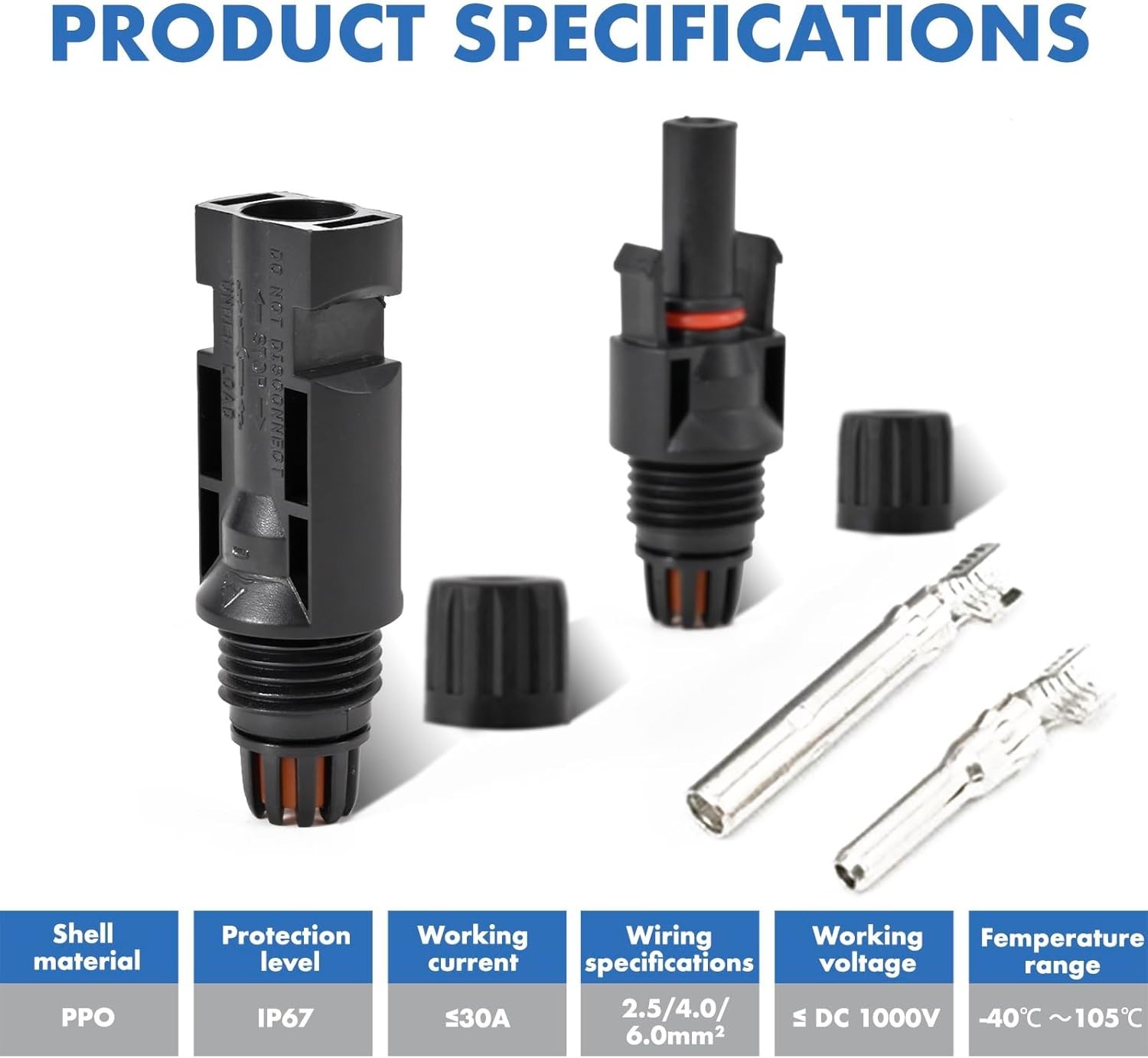 8 Pairs Solar Connectors, Male/Female Waterproof IP67, MC4 1000V 30A, Solar…