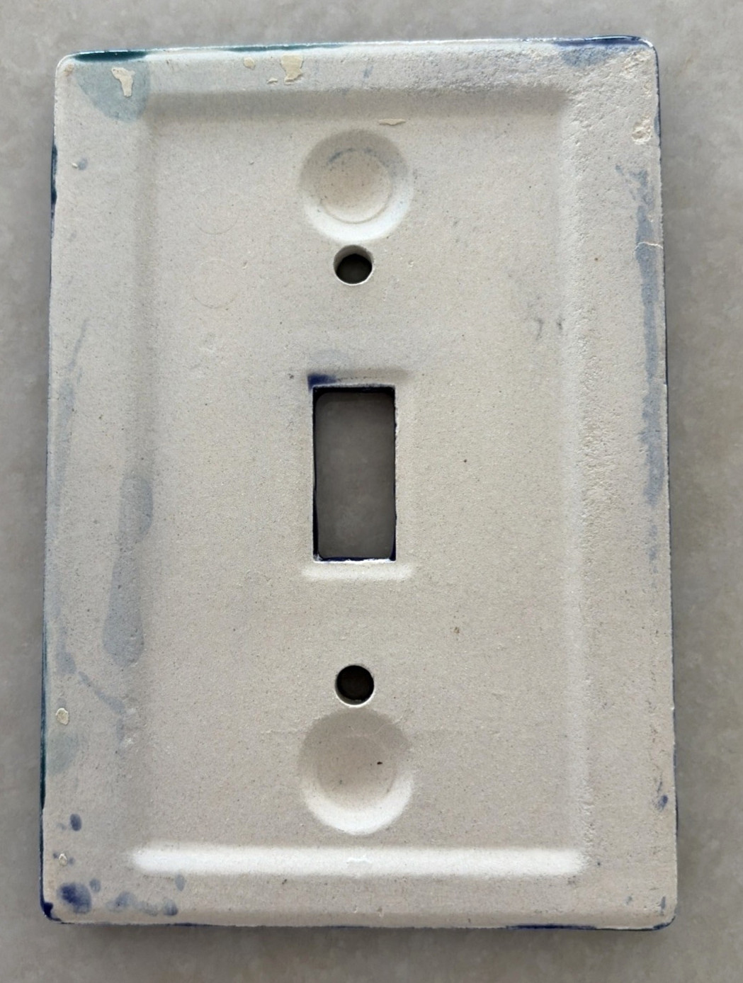 Hand Painted Ceramic Light Switch Plate Abstract Blue Modern Art Single Toggle