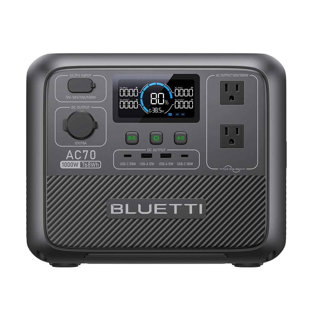 BLUETTI AC70 1000W 768Wh Portable Power Station LiFePO₄ Battery for Travelling