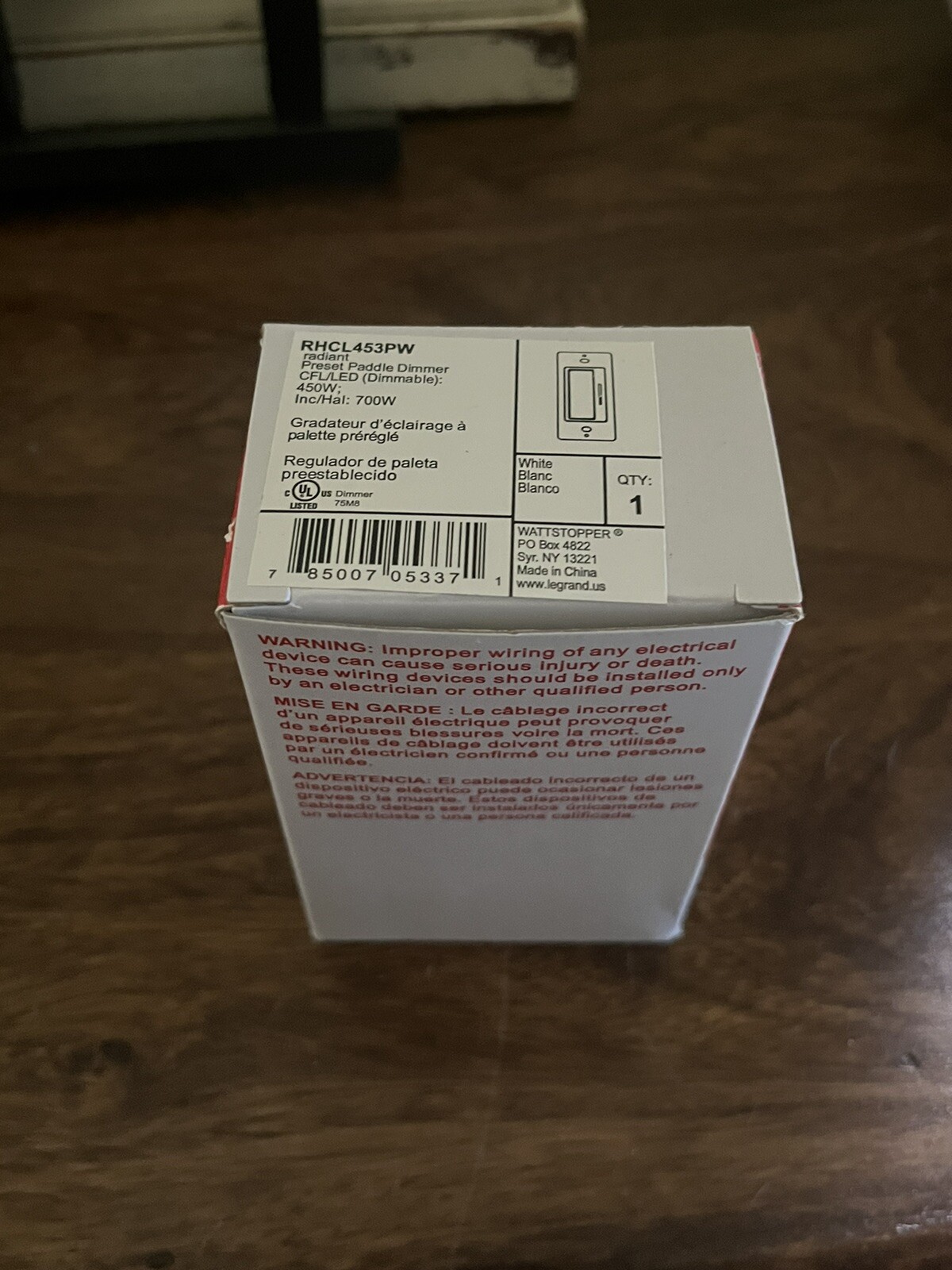 Legrand – RHCL453PW Radiant Preset Paddle Dimmer CFL/LED (Dimmable) 450 W
