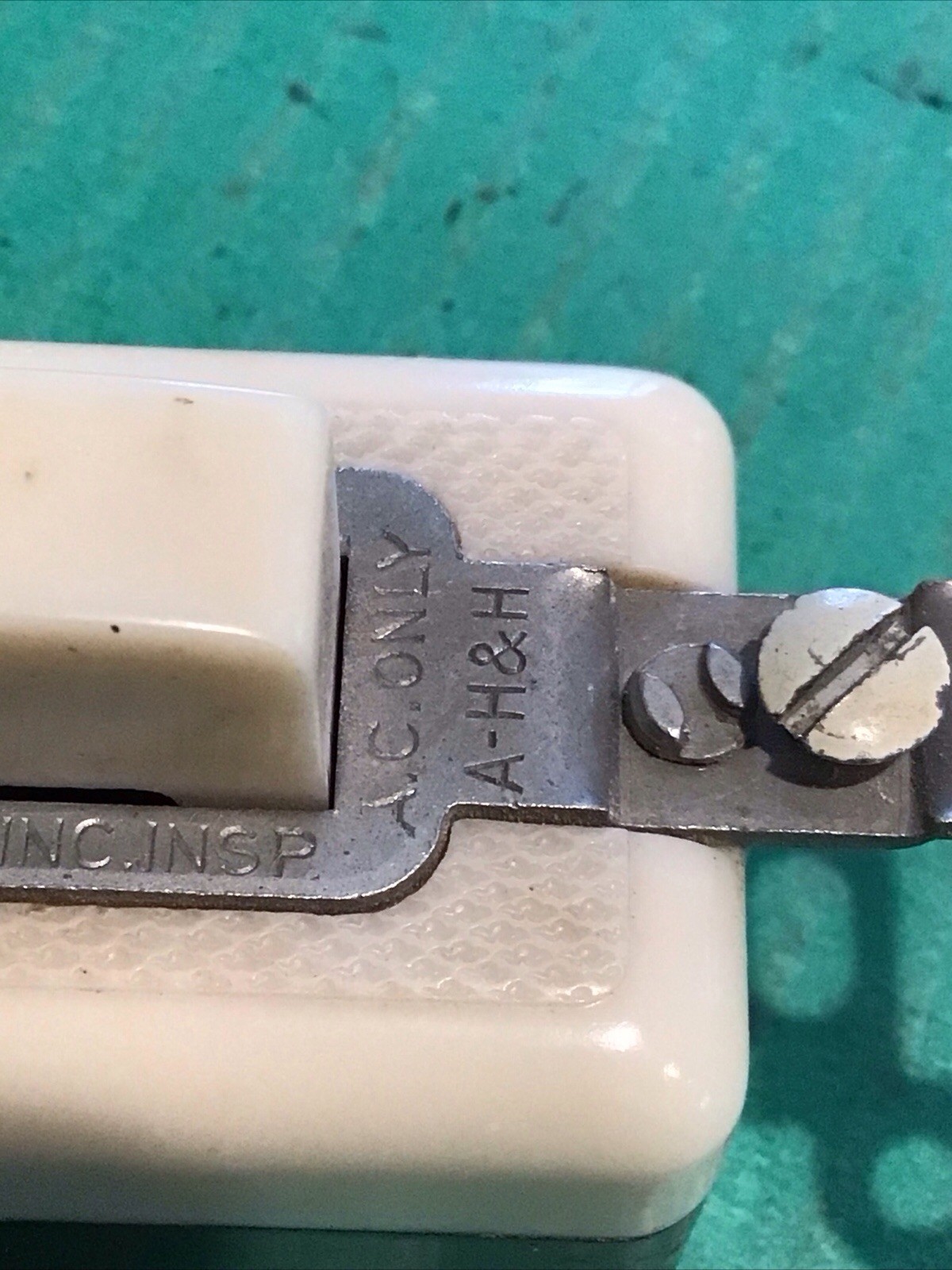 Vintage A-H&H Push Button Ivory Light Switch 15A Bakelite Antique 3-way
