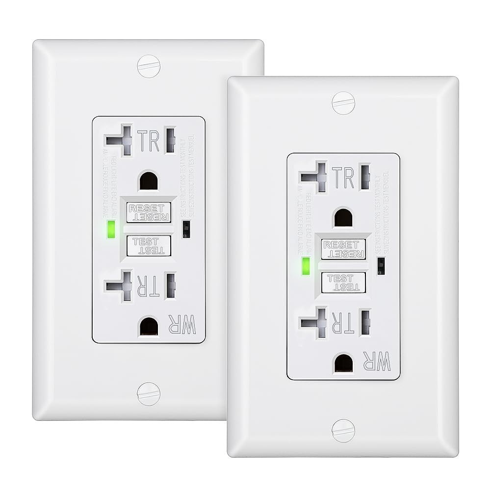 2-Pack GFCI Outlet 20Amp, Outdoor Weather-ResistantWR, Tamper-ResistantTR, L…