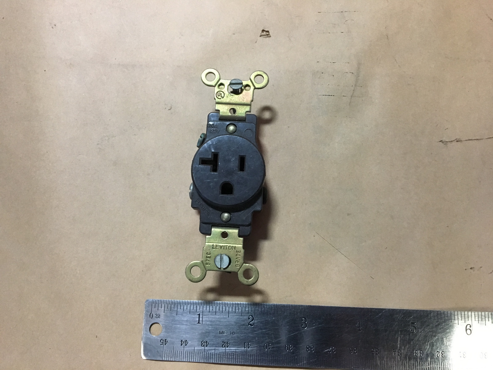 Leviton Single Receptacle Narrow Body 2 Pole, 20 Amp 125 V Brown