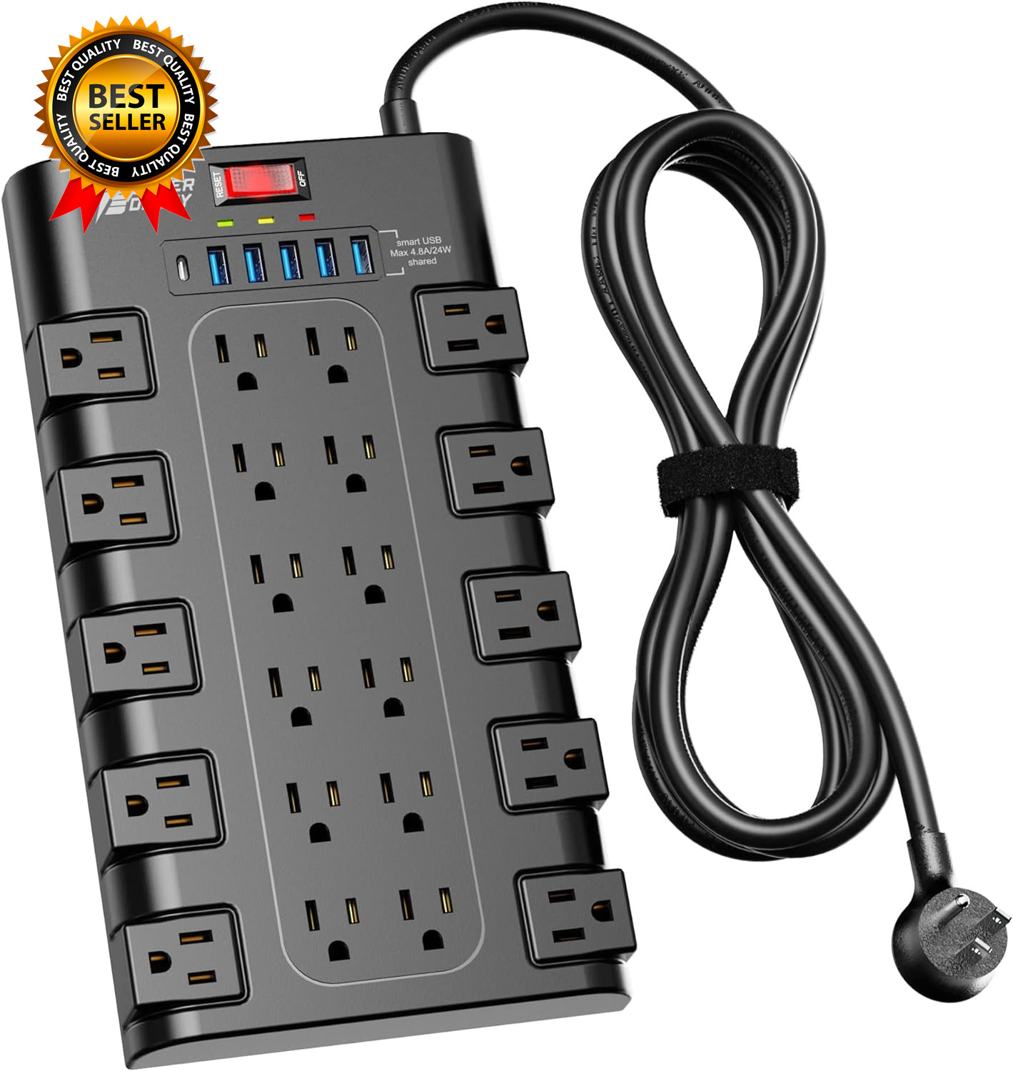 Power Strip, Surge Protector with 22 AC Outlets and 6 USB Charging Ports