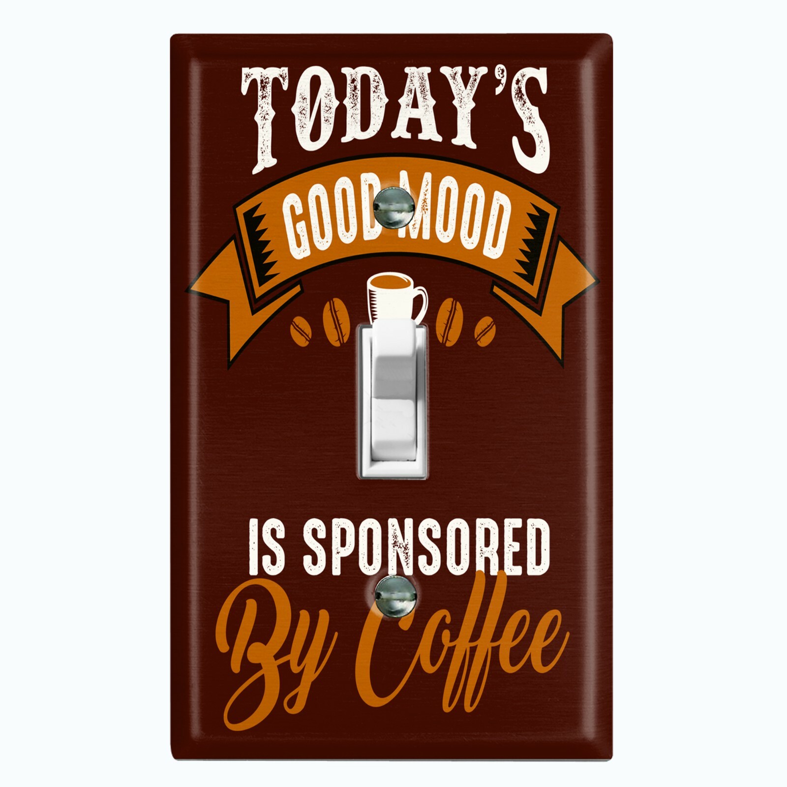 Metal Light Switch Cover Wall Plate For Kitchen Coffee Good Mood Sponsor COF072