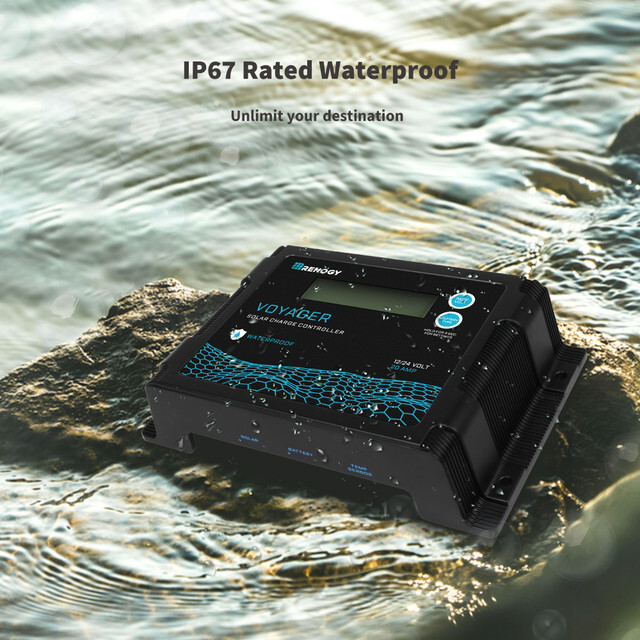 Renogy New Edition Voyager 20A PWM Waterproof Solar Charge Controller Open Box