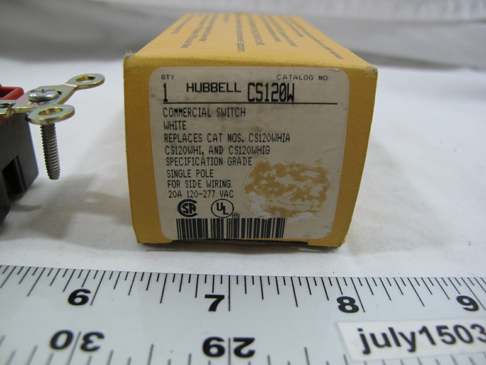 (1) NEW Hubbell CS120W Toggle Switch 20A 120/277V Side Wired – Made in USA