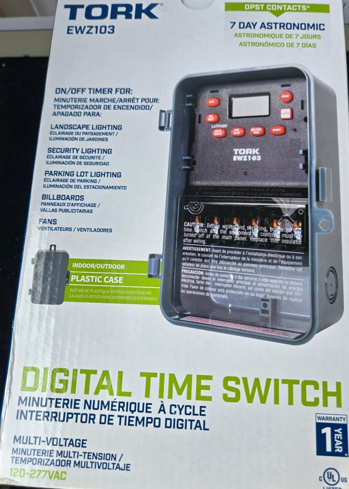 TORK EWZ103 7-Day SunSet Astronomic Digital Timer, 1 Channel DPST NEW