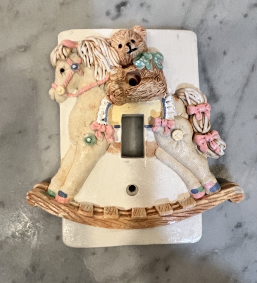 Vintage Teddybear rocking horse Decorative Light Switch Plate Cover retro