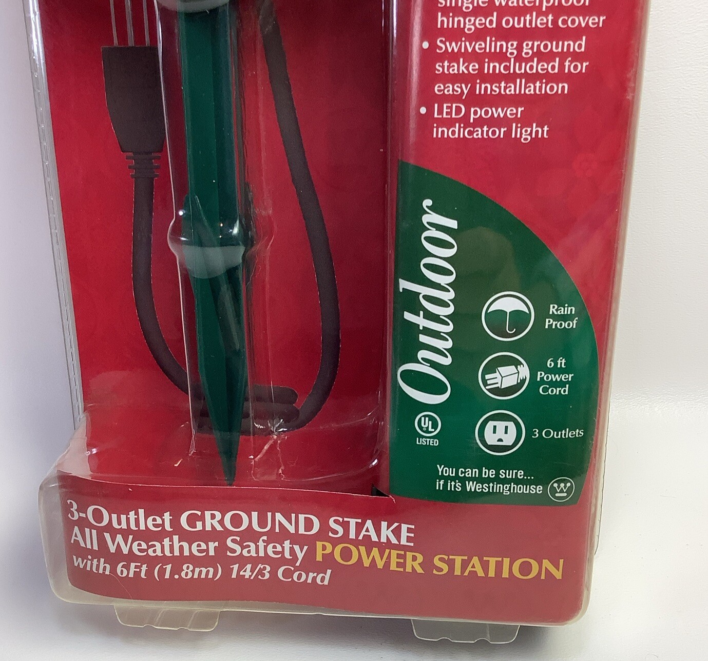 New Westinghouse 6 Foot / 3 Outlet Ground Stake All Weather Safety Power Station