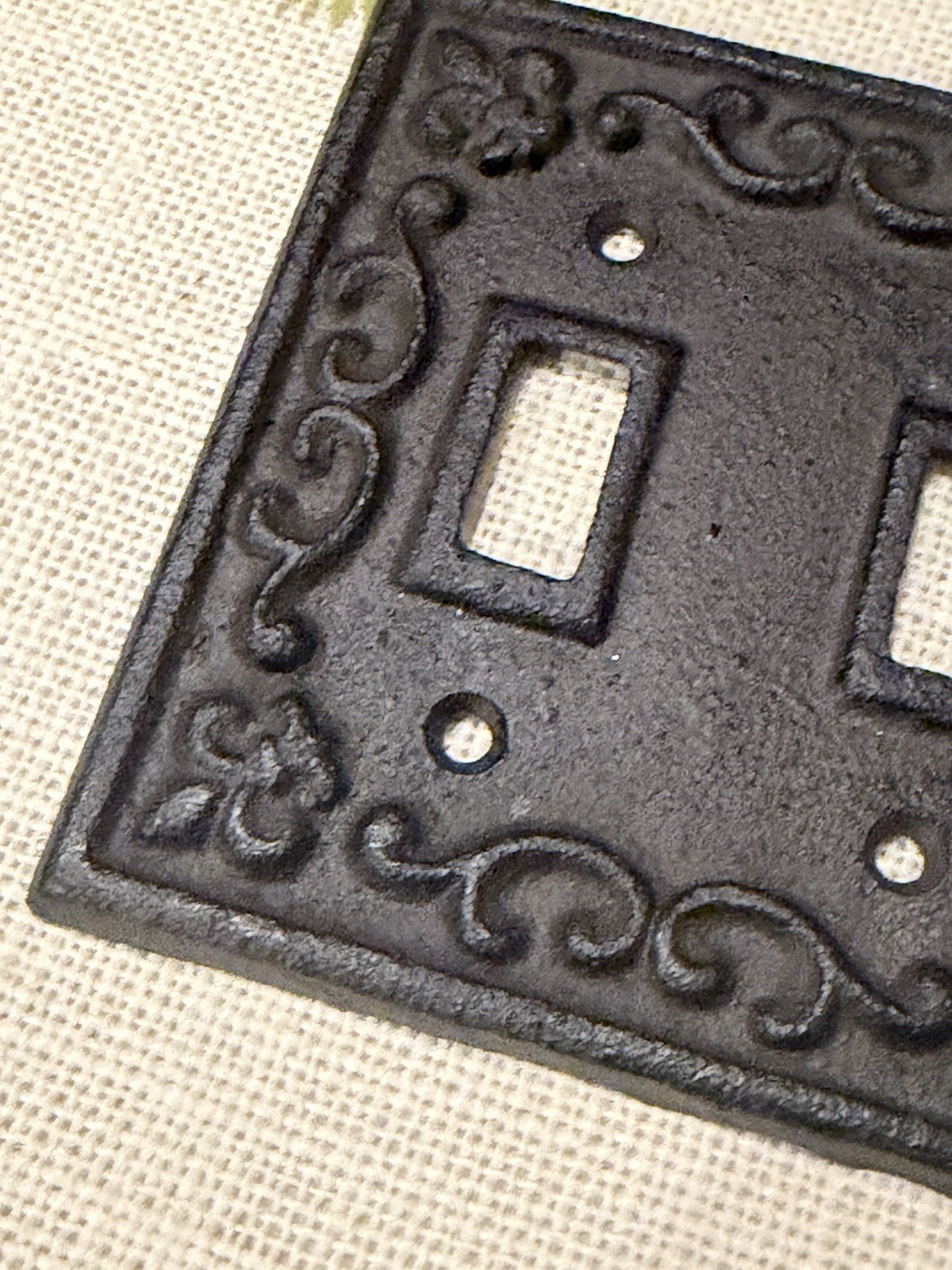 Double Toggle Light Switch Wall Plate Cover Cast Iron Metal Vintage Farmhouse