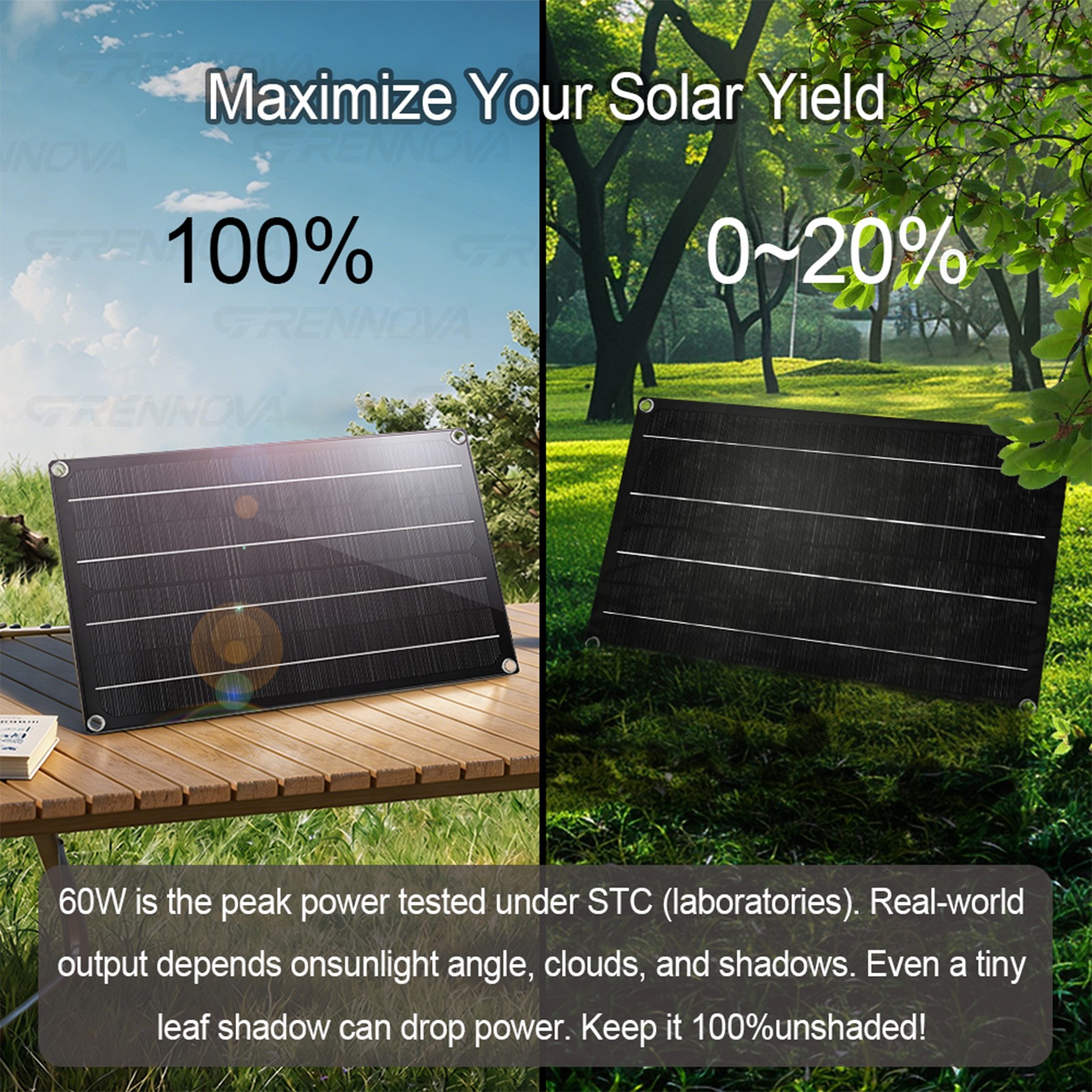 Grennova 1000W Off-Grid Solar System 60W Panel 60A MPPT Dual Voltage Inverter