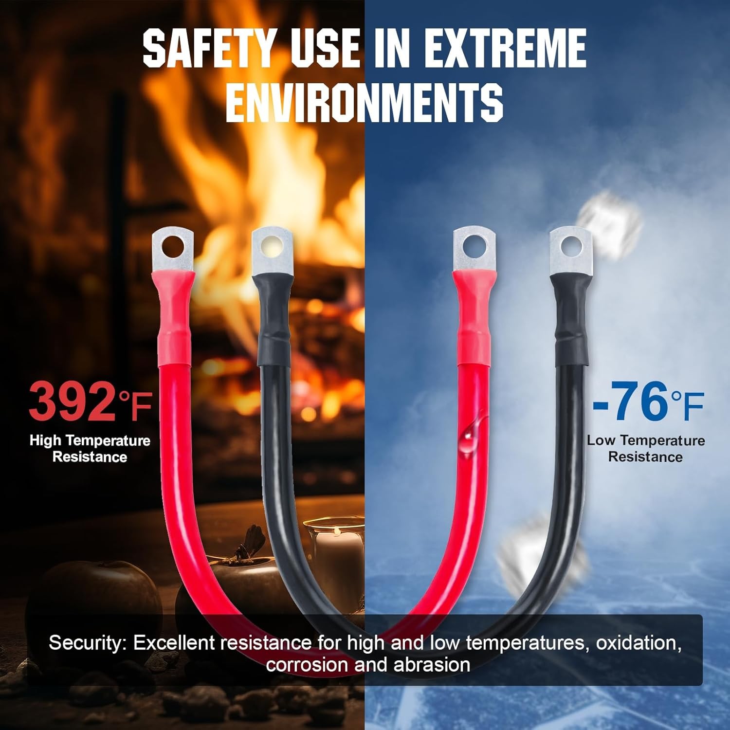 ECO-WORTHY 4 Pack M6 5AWG Battery Cable with 15/64” Lug Terminals 14inch Cables