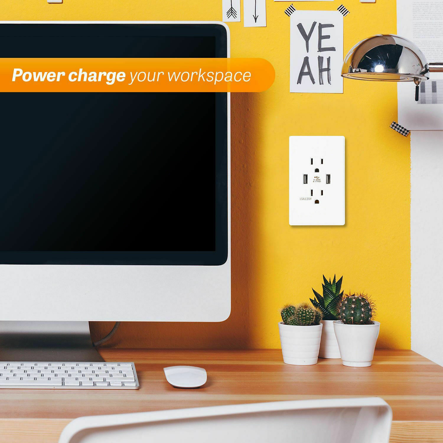 Dual USB Port Wall Socket Charger 15A AC Power Receptacle Outlet Plate Panel Lot